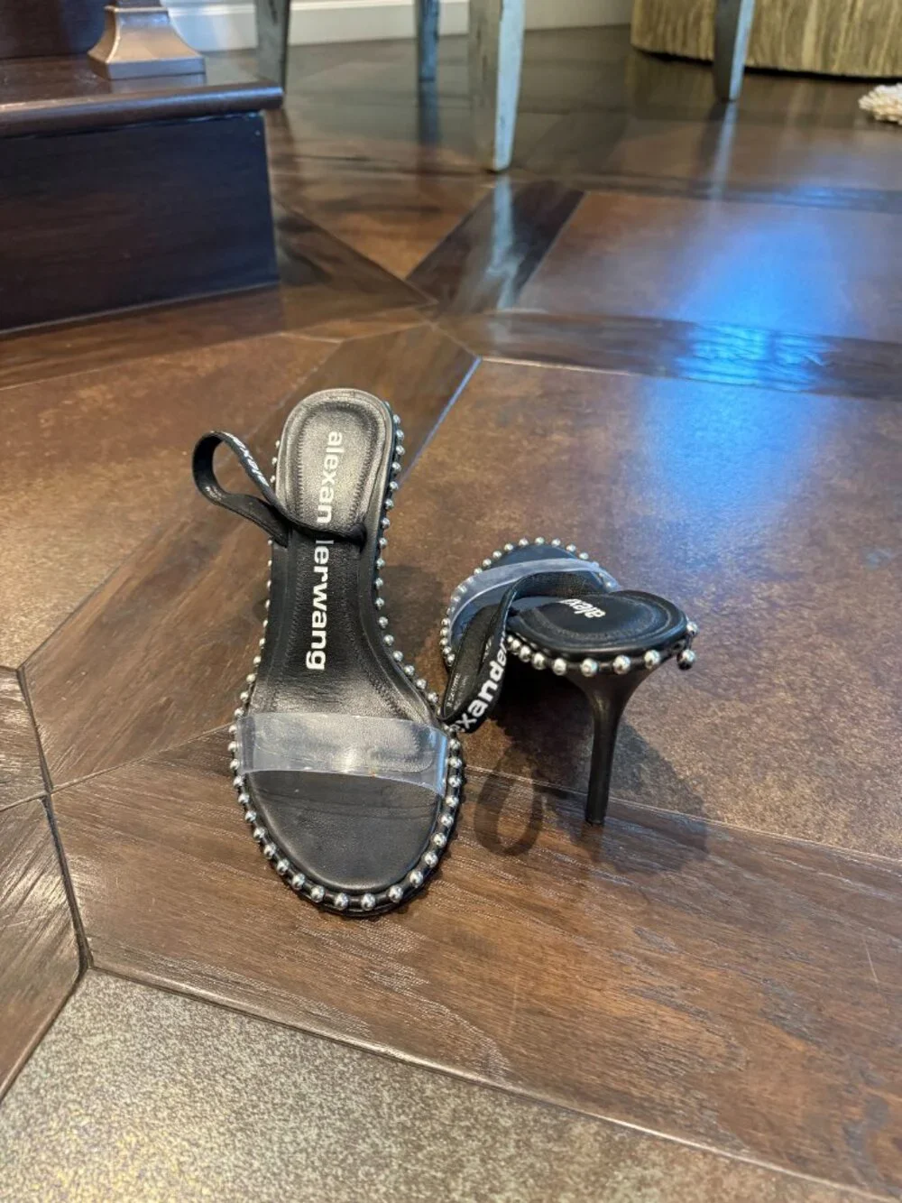 Alexander Wang Stud Nova Strap Sandal, 38 EU, Black